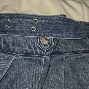 Hello Kitty Blue Denim Skirt with Red Accent